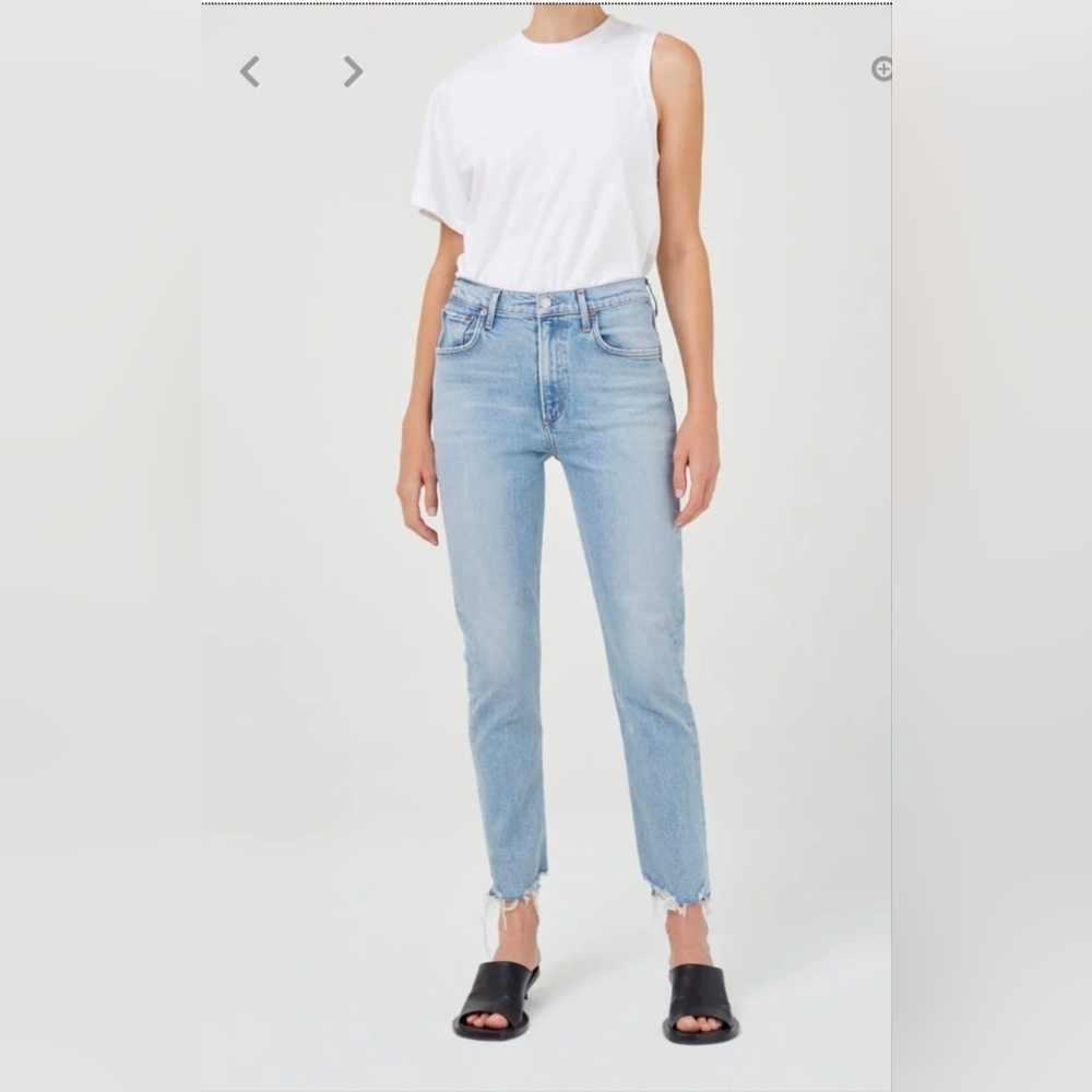 AGOLDE Merrel High Rise Straight Leg Raw Hem Jeans